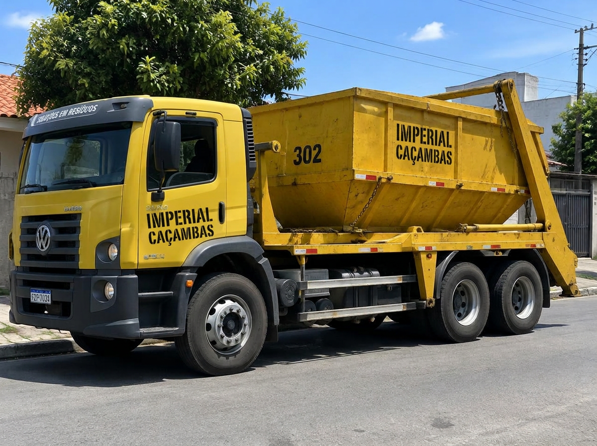 Caminhão da Imperial Caçambas pronto para entrega
